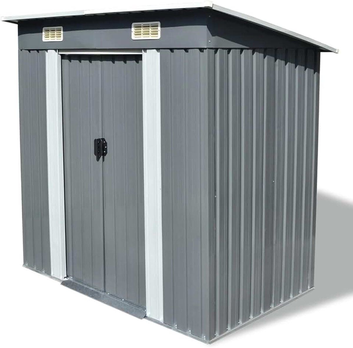 Tuinschuur, grijs, metaal, weerbestendig, tuinhuis, gereedschapsschuur, fietsgarage