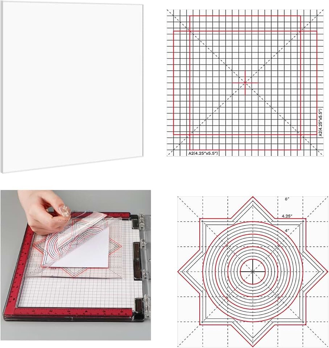5 stks/set 15 x 15 cm multifunctionele antislip kleverige matten passen in stempelpositioneringstoolset, fotopolymeer gripmat met bedrukte geleiders op placeholding stencil ter plaatse