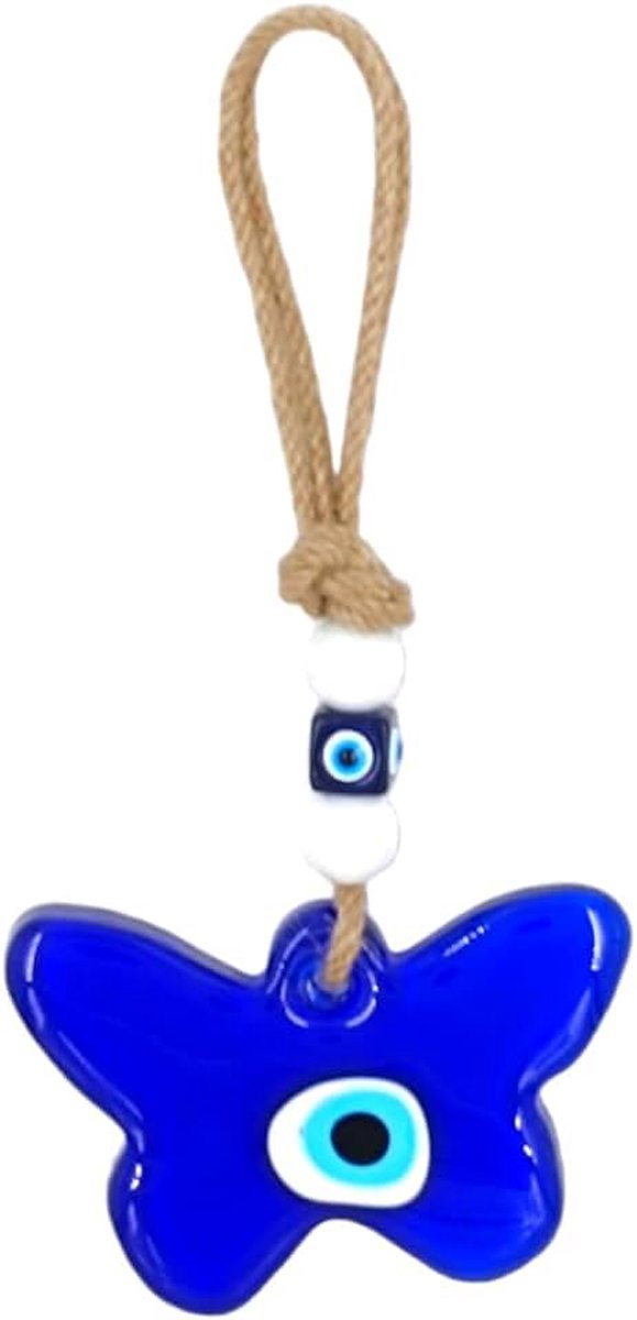 Blue Evil Eye 26cmx12cm Nazar Boncuk Deco Oog Hanger Crystal Turkse Boncugu Wandplaat Griekse wanddecoratie Nice Dreame Kamer Decoratie Opknoping Butterfly Talisman Chakra (Butterfly)