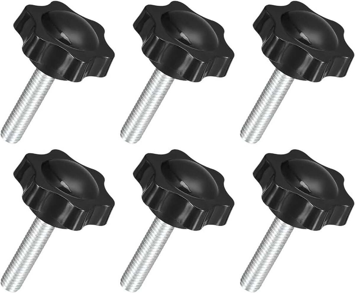 6 stuks M8 x 35 mm sterknoppen, spanknop in zeshoekige vorm, kunststof schroefvervangingsknop, handmatig spannen voor vervanging van parapluvoet