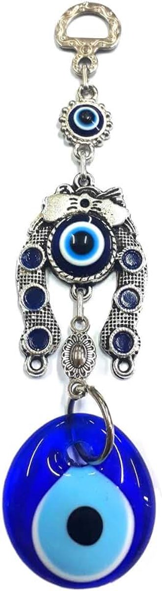 Nazar Boncuk Hoefijzer Wanddecoratie Evil Eye Blauw Glas Handgemaakt Geluksbrenger 16 cm Amulet Wanddecoratie Huis Deur Bescherming Cadeau