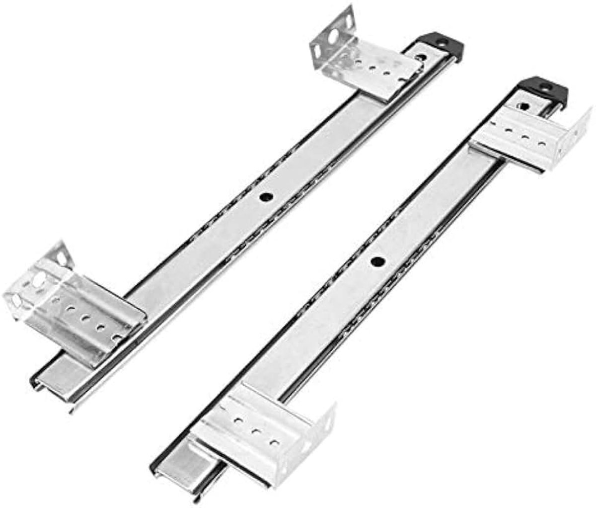 Geleiderail voor Toetsenbordlade in Koudgewalst Staal, Geleiders voor Toetsenbordlade of Plank met Kogellager en Hoogteverstelling 356 × 32,5 Mm(wit)