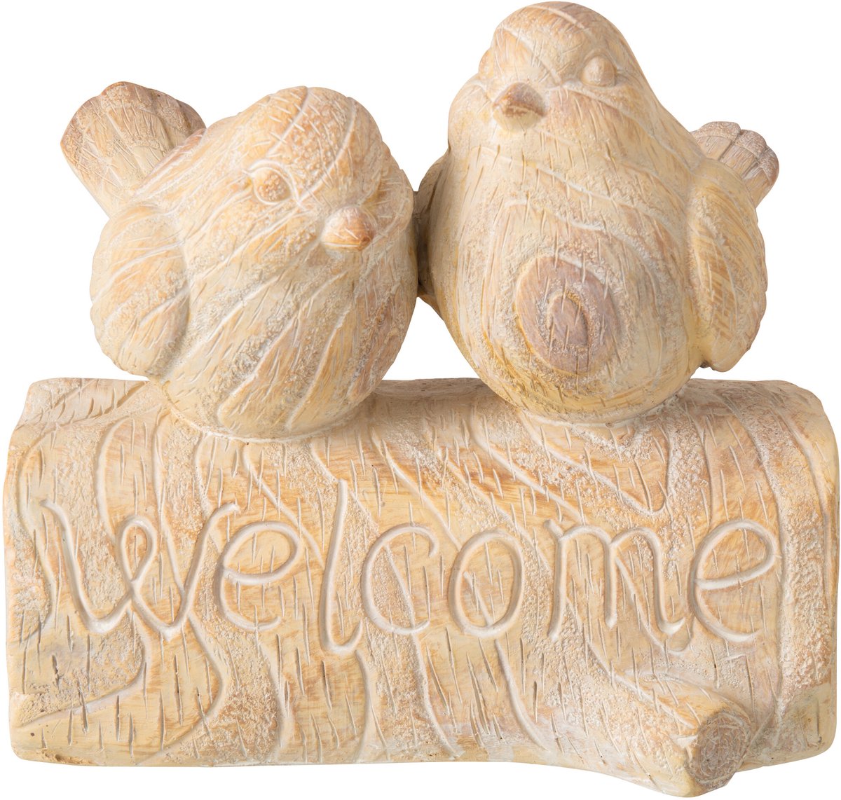J-Line Vogel met houtlook - magnesiumoxide - beige