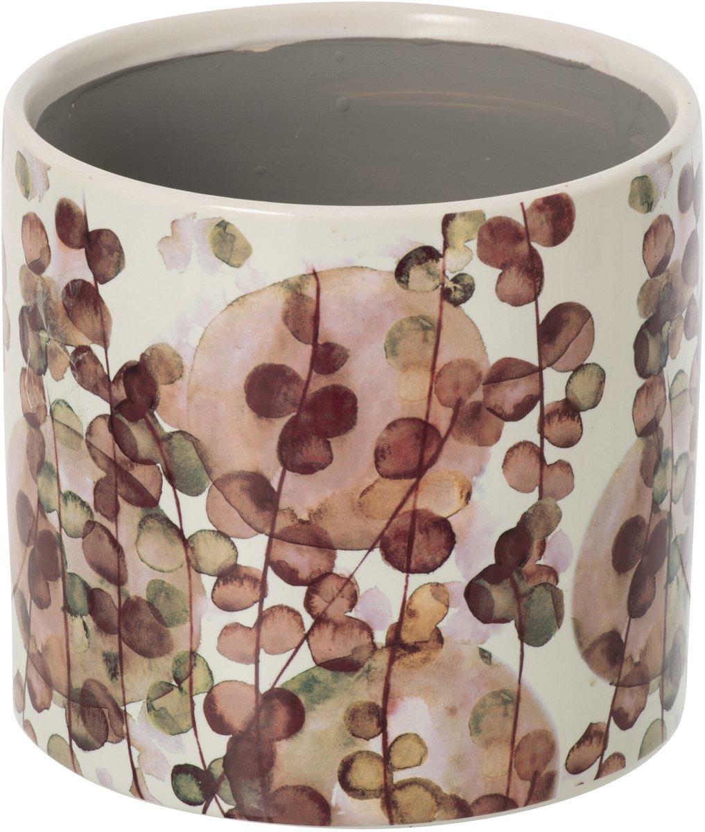 J-Line Bloempot - keramiek - donkerrood/wit - large