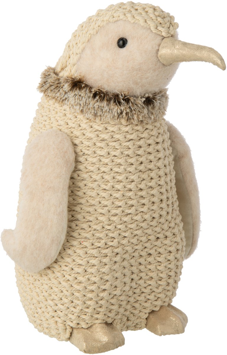 J-Line Pinguïn met touw - polyester - ecru - large