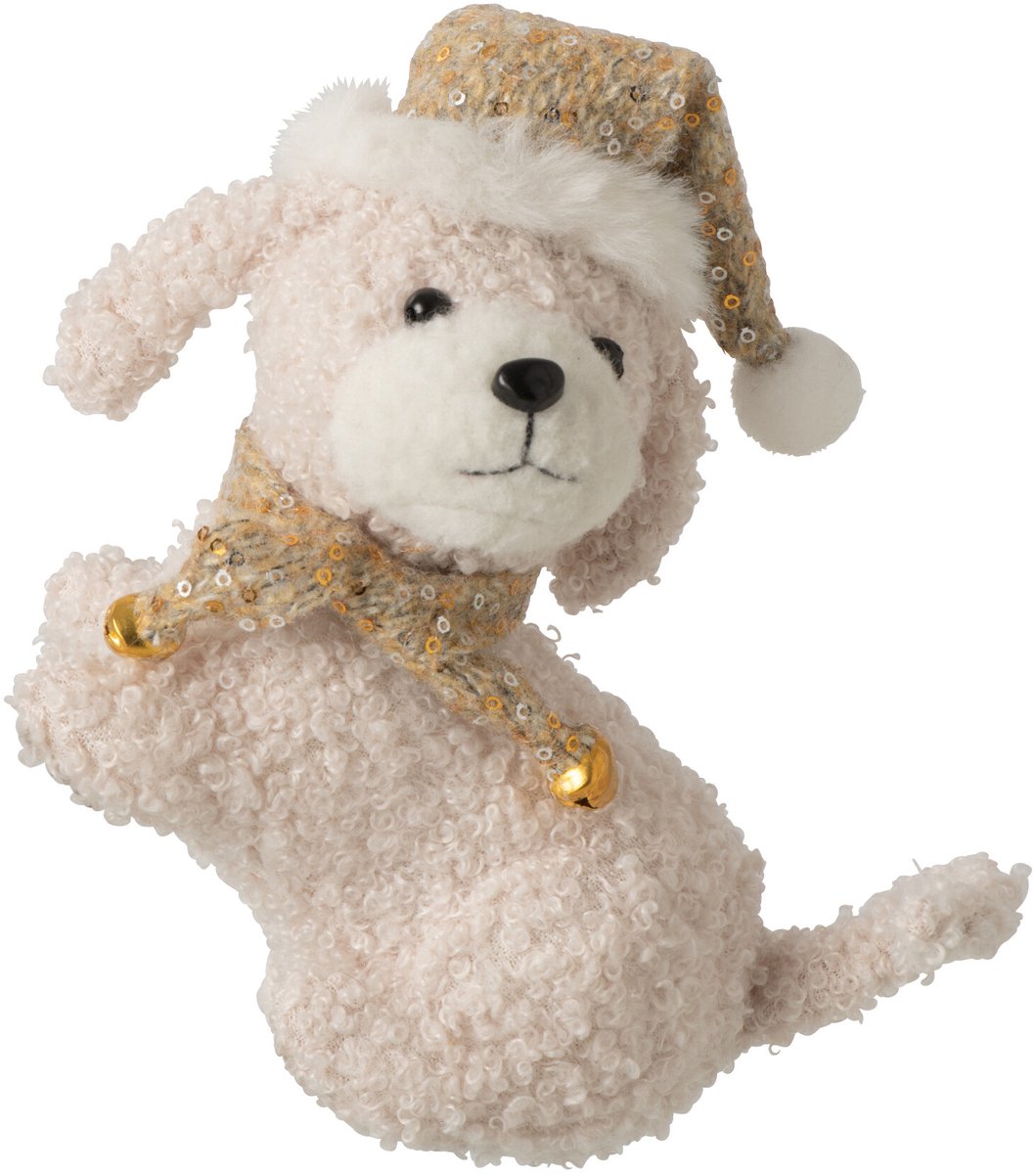 J-Line Hangende hond - polyester - lichtbeige