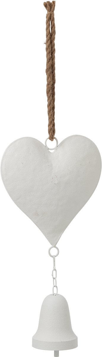 J-Line Hangend hart - ijzer - wit