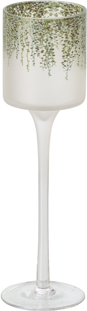 J-Line Windlicht op voet - glas - donkergroen/transparant - small