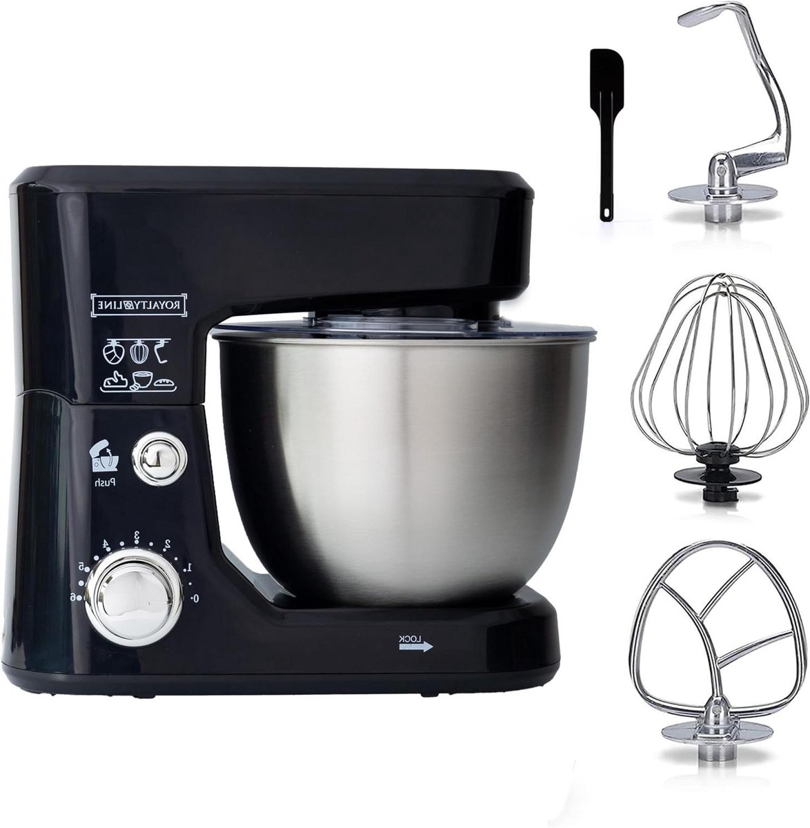 Keukenmachine - Mixer Robot - Culinaire Bereidingen - Planetaire Beweging - 4 Liter Kom - Zwart