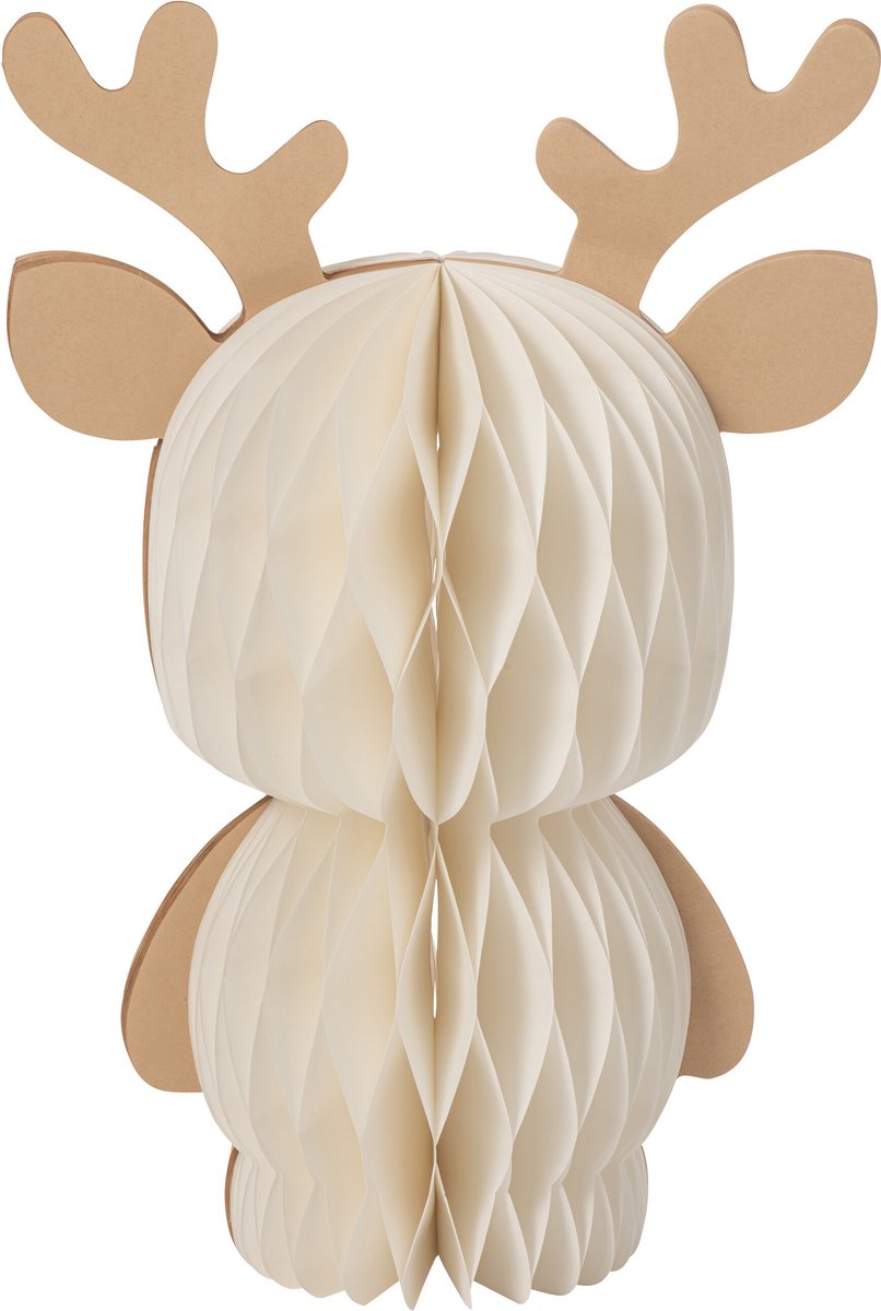 J-Line decoratie Rendier - papier - camel/wit - large