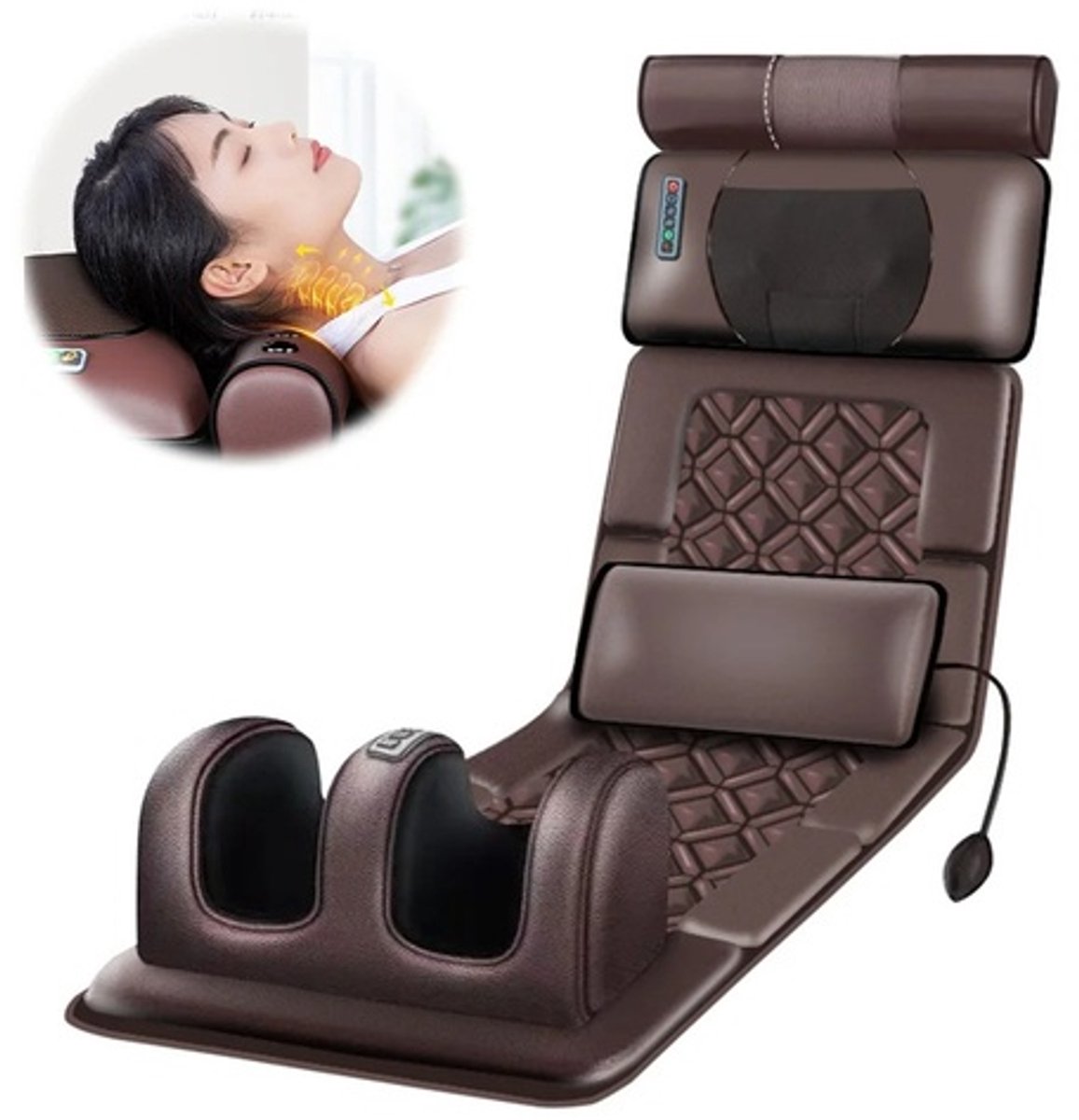 Zerova Massage matras - Elektrische Massagemat - Vibratie en Verwarming - Opvouwbaar Massagekussen voor Nek, Rug, Benen en Voeten