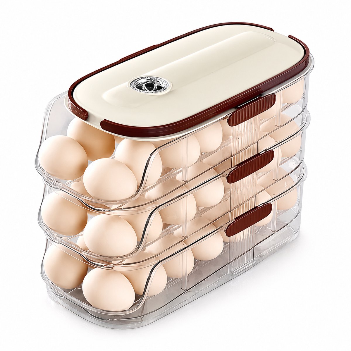 Eierhouder Koelkast 3 Laags - Automatische Eierdispenser met Ruimtebesparend en Transparant Design - Stapelbare Eieren Organizer voor 42 Eieren