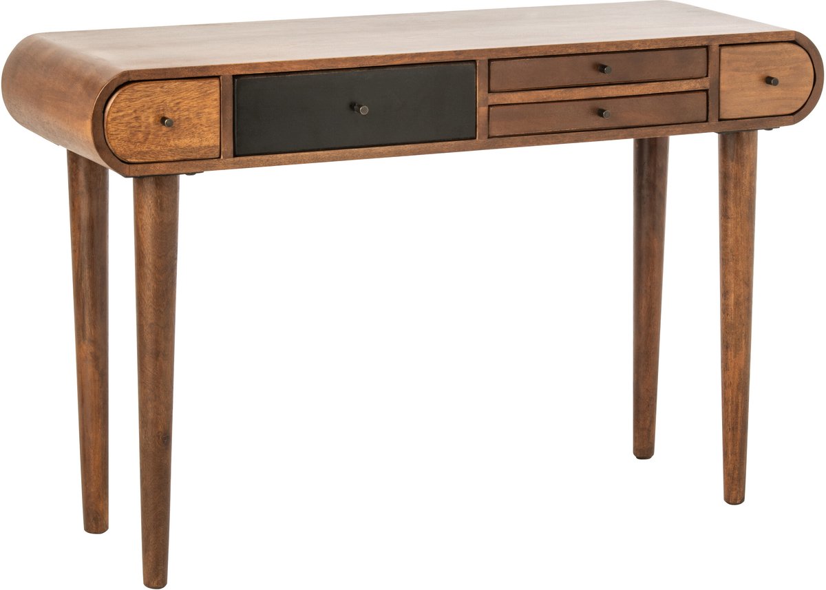J-Line Consoletafel met meerdere laden - mangohout - naturel/zwart