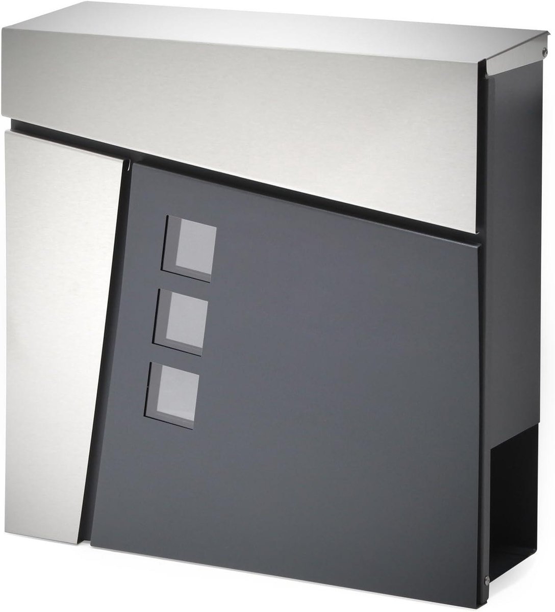 Wandbrievenbus - Postkast Krantenrol - Post Ontvangen - Poedercoating RVS - 37 x 37 cm - Antraciet