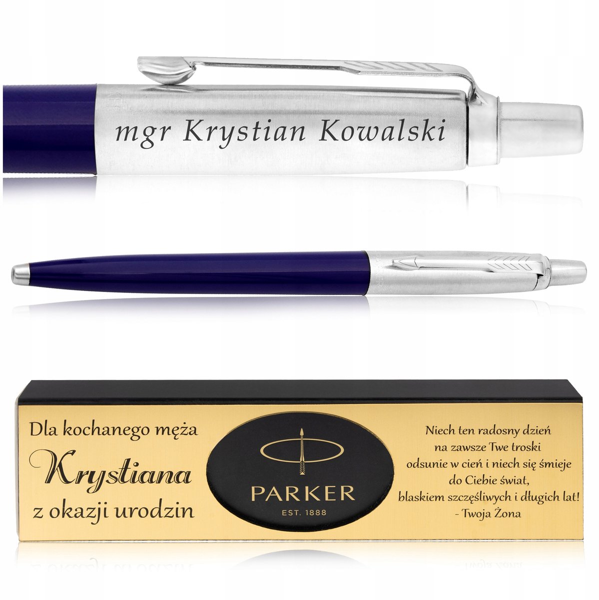 Parker Jotter Długopis Granatowy met Grawer & Luxe Doos