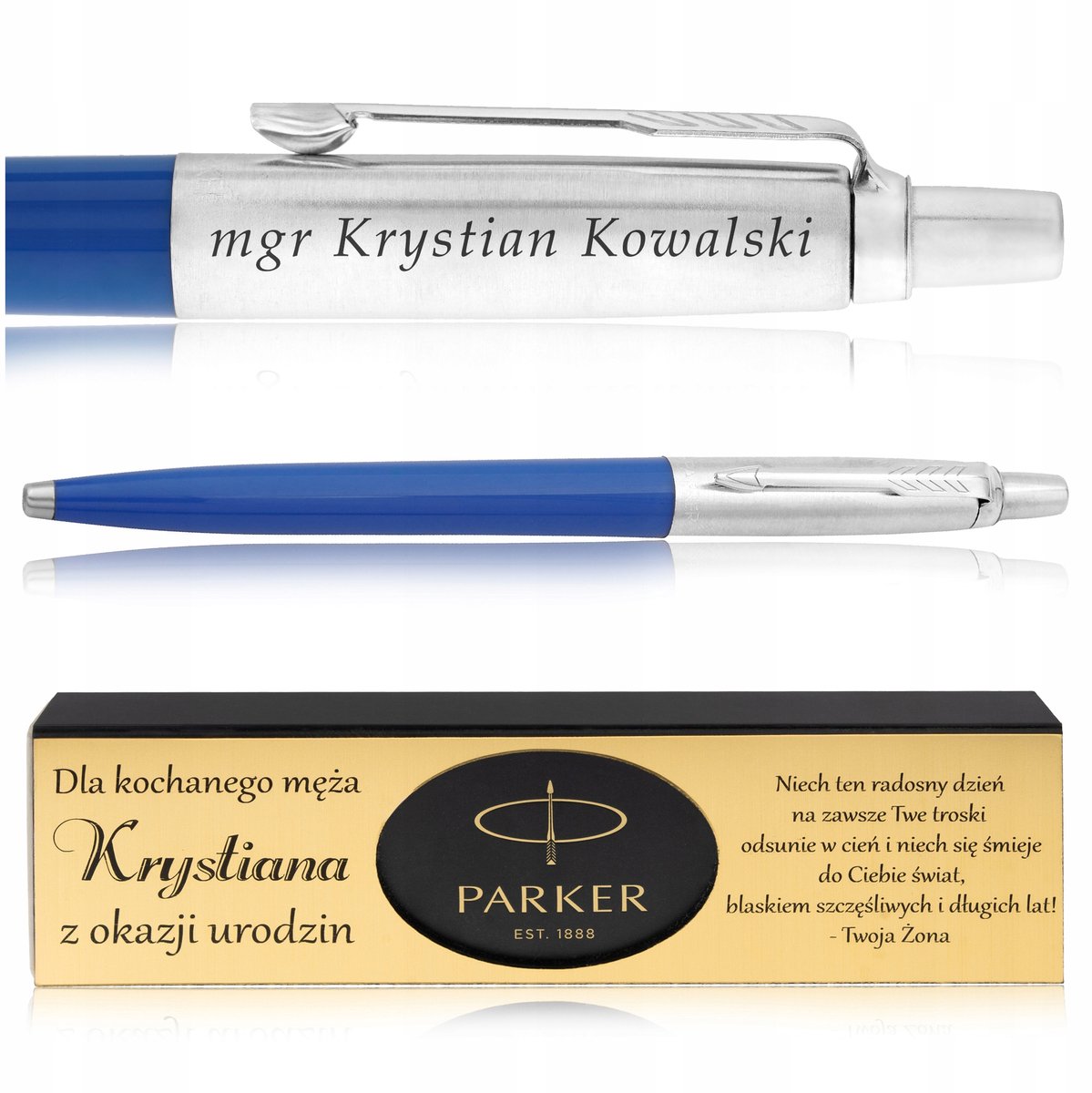 Parker Jotter Blauwe Pen met Gravure & Luxe Geschenkdoos