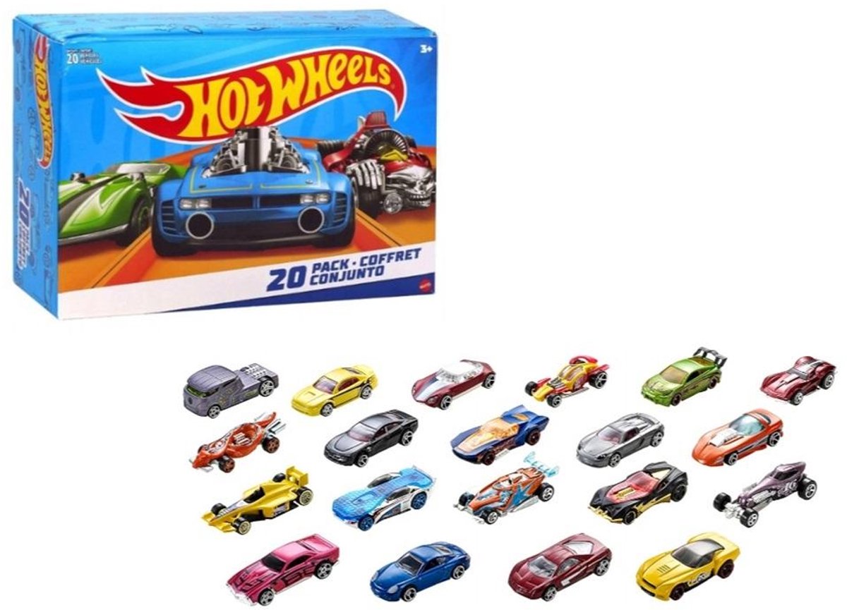 Hot Wheels-set: 20 metalen auto's, cadeauspeelgoed