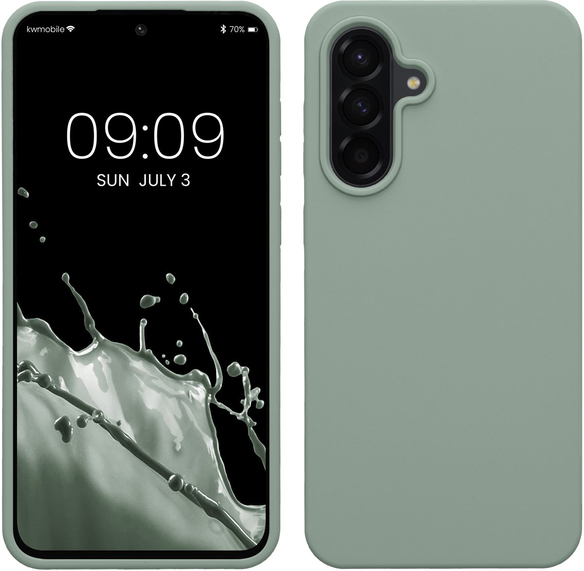 kwmobile telefoonhoesje geschikt voor Samsung Galaxy A56 5G - Hoesje met siliconen coating - Smartphone case in Regenwashed groen