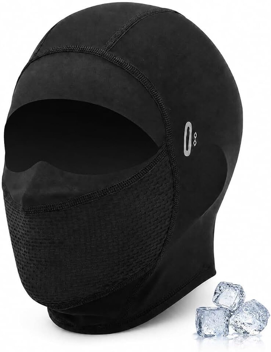 Bivakmuts voor de zomer, voor dames en heren, ijszijde, balaclava, uv-bescherming, ademend, bivakmuts voor hardlopen, outdoorsport, verkoelend gezichtsmasker (zwart)