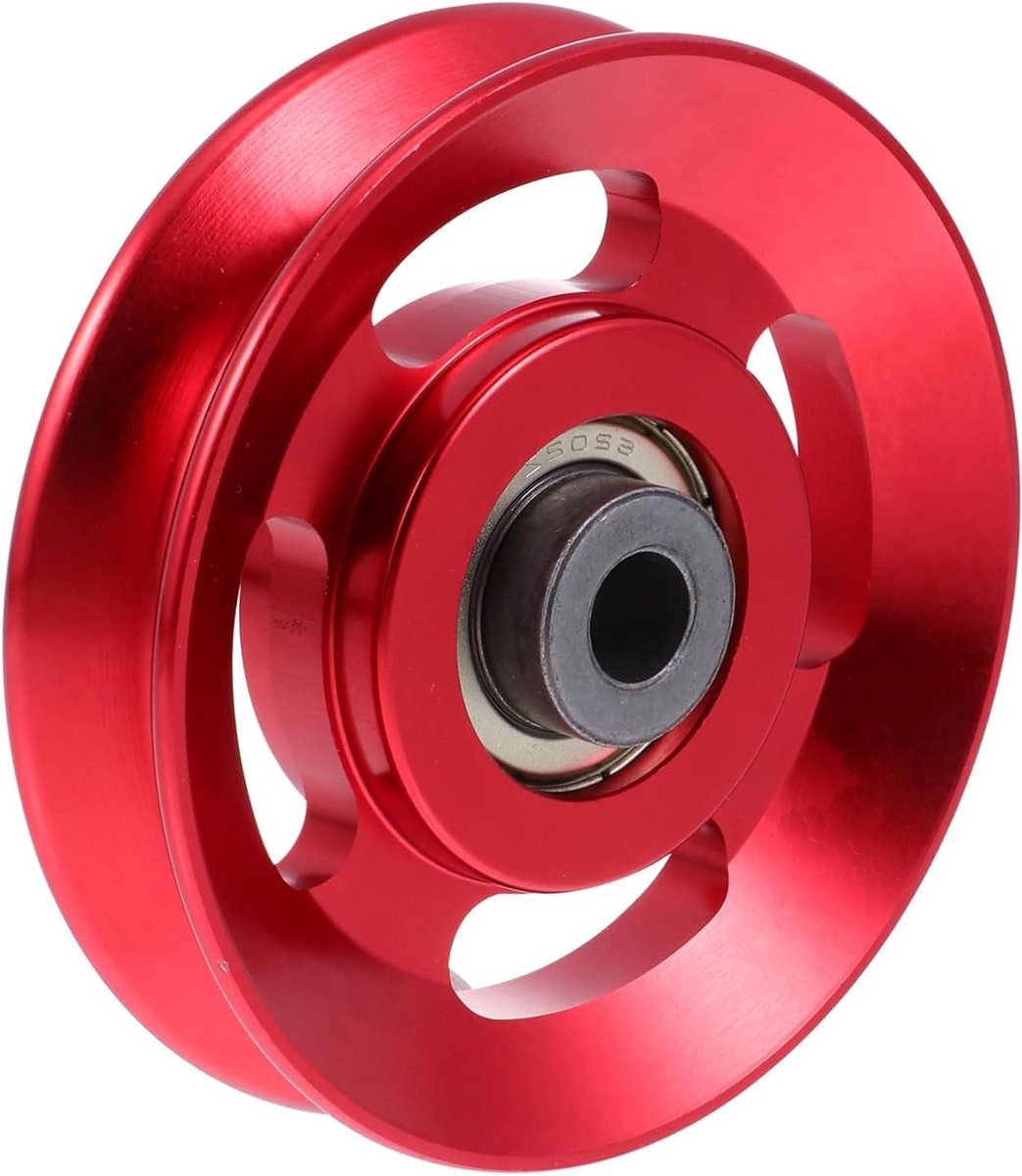 Fitness Katrol - Kabelhouder Blok - Kracht Training - Aluminium Legering - 9x9x2 cm - Rood