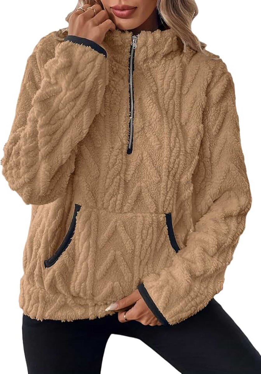 Fleece sweatshirt teddy fleece pullover winter oversized sweatshirt warm pluche jas met zakken