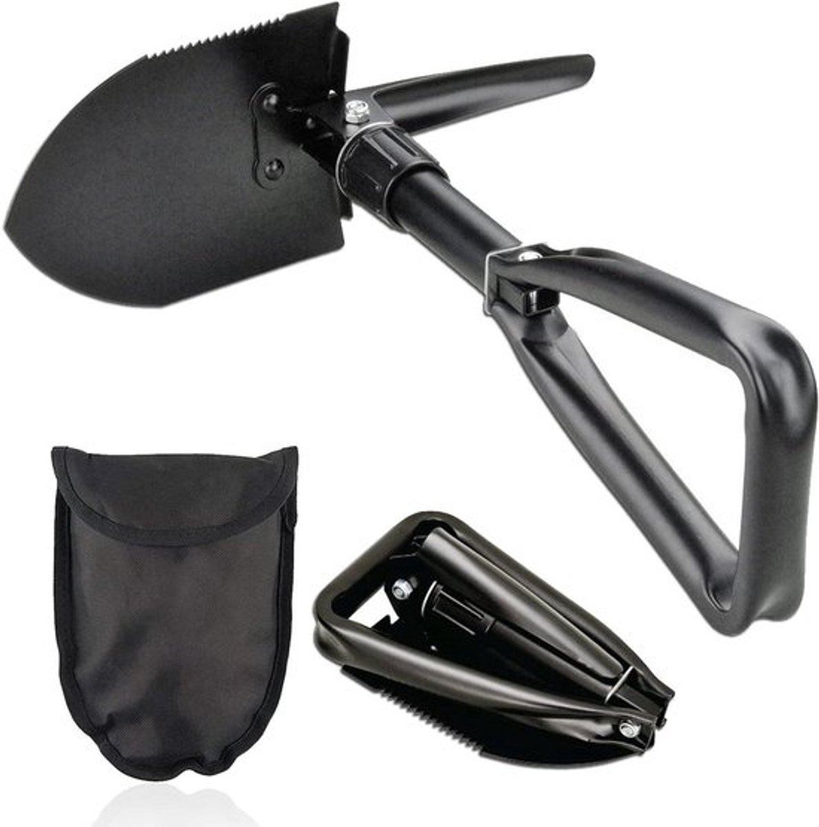 Opvouwbare Multifunctionele Campingschep 46,5 cm Zwart met Draagtas