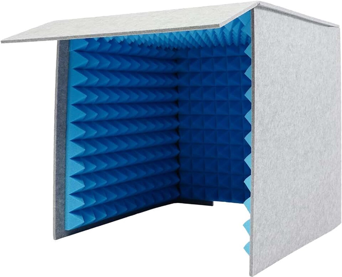 Geluiddichte desktop-afdekking, 60 x 60 cm, draagbare zangcabine voor woonkamers, speelkamers, opnamestudio's