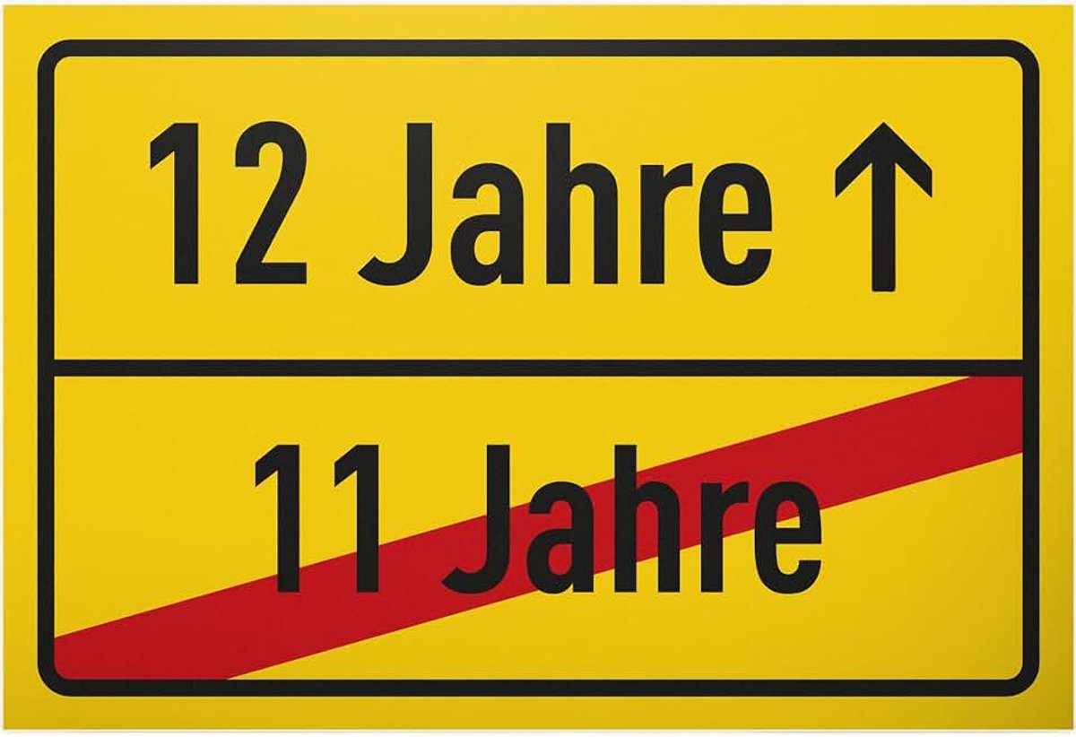 Plaatsnaambord plaatbord - plastic bord - verjaardagsdecoratie twaalf geschenkidee feestdecoratie - verjaardagscadeau 12e verjaardag jongens & meisjes 12er geschenk kinderen 12 jaar