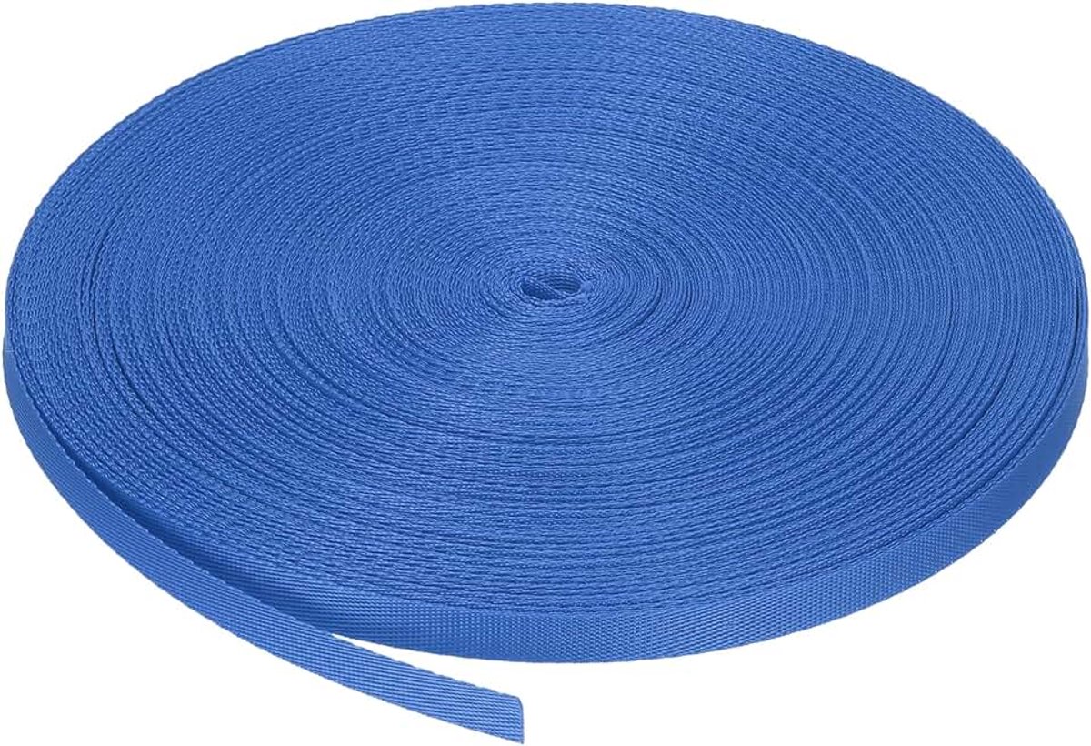 Gordelband van polypropyleen, 10 mm breed, nylon riem, 45 meter zware platte PP-riem voor outdoor, doe-het-zelf gear, reparatie, rugzak, bagagedrager, handwerk, licht marineblauw