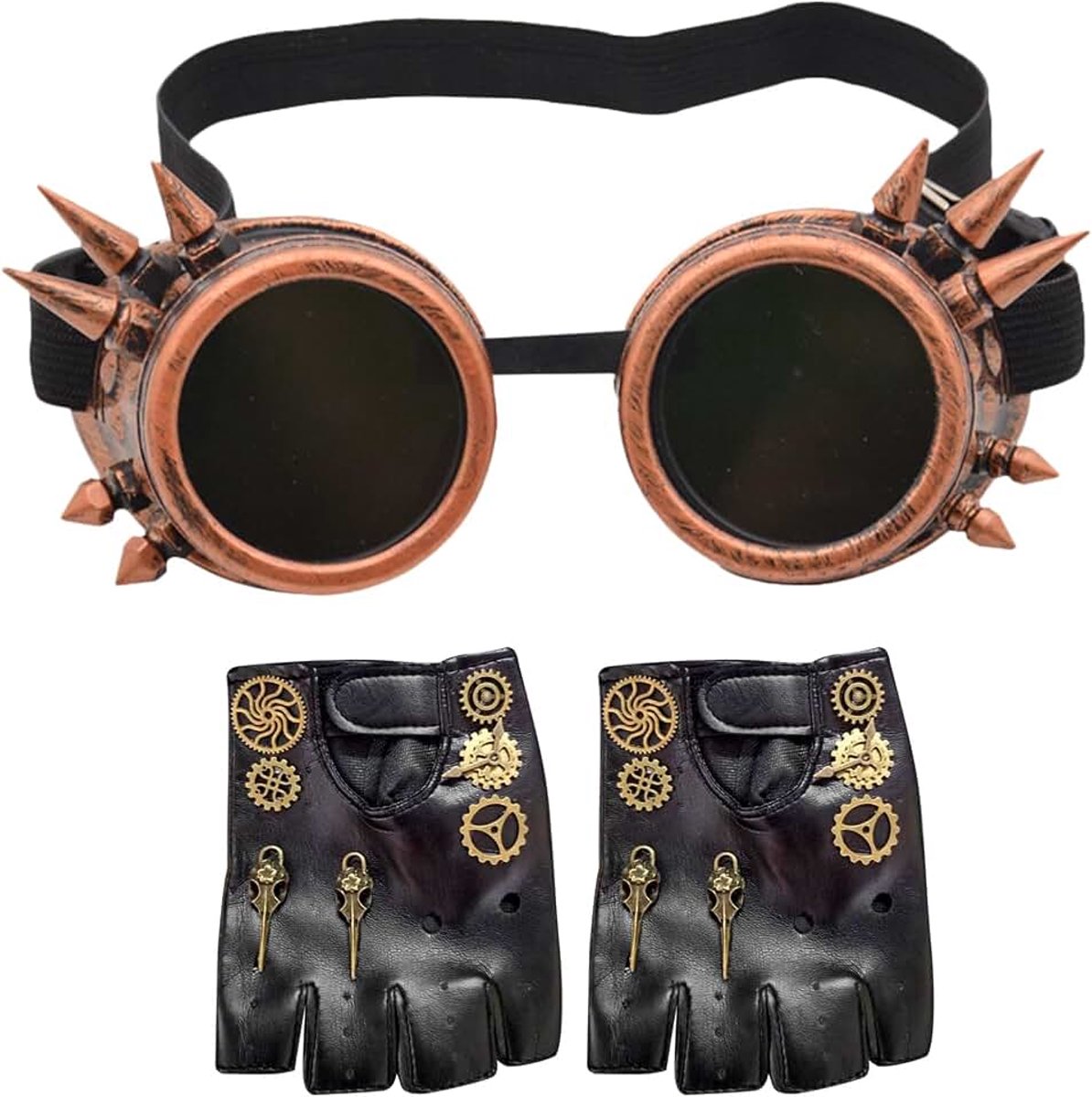 Steampunk accessoires vintage mechanische bril vingerloze handschoenen | steampunk accessoires vintage mechanische bril vingerloze handschoenen gotische kant decoratie bril steampunk kostuum