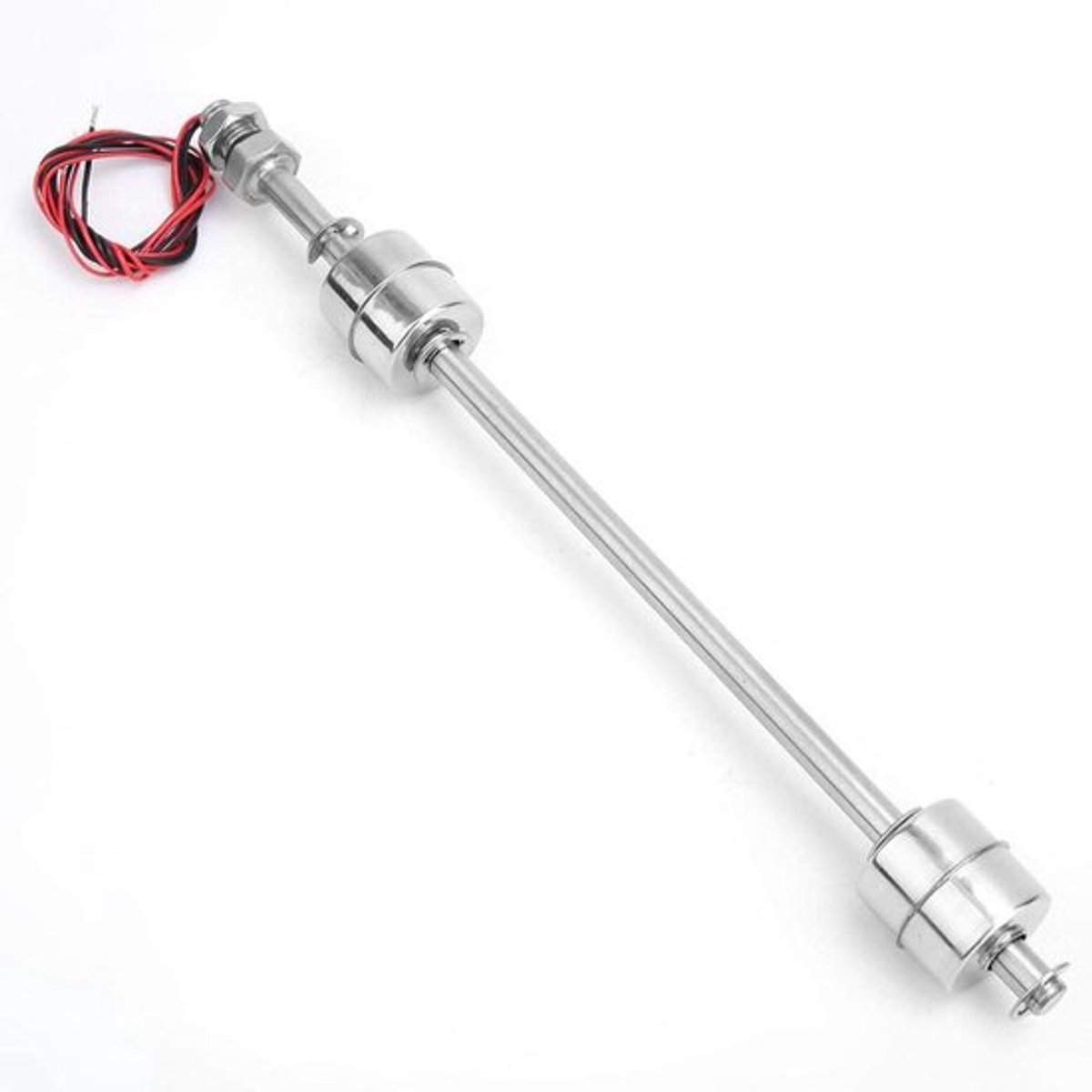 Watervloeistofniveausensor met dubbele roestvrijstalen kogelvlotterschakelaar voor tankzwembad, 250mm, bedraad.
