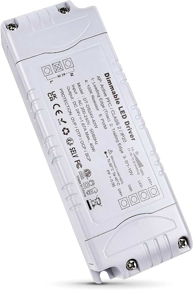 LED Transformator 24V Dimbaar 40W 1.67A Superdunne Ledtransformatoren AC 230V Naar DC LED Voeding Driver Trafo Laagspanningstransformator Voor Ledlampen Ledstripverlichting