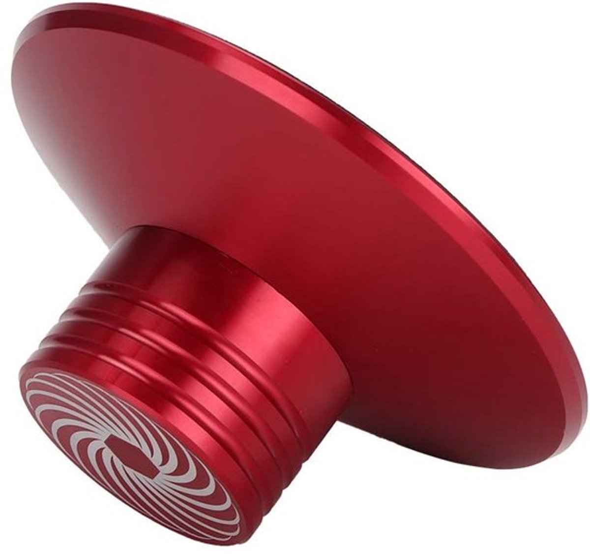 - Recordklem - LP-schijfstabilisator - Trillingsdemper - Rood - Geluidsverbetering - Geschikt voor audiosystemen - 33 cm hoog