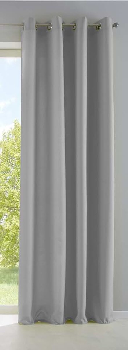 Ondoorschijnend gordijn mat lichtdoorlatend »PALERMO« met oogjes en embrasses Dekoschal HxB 175x140 cm grijs, 10000265