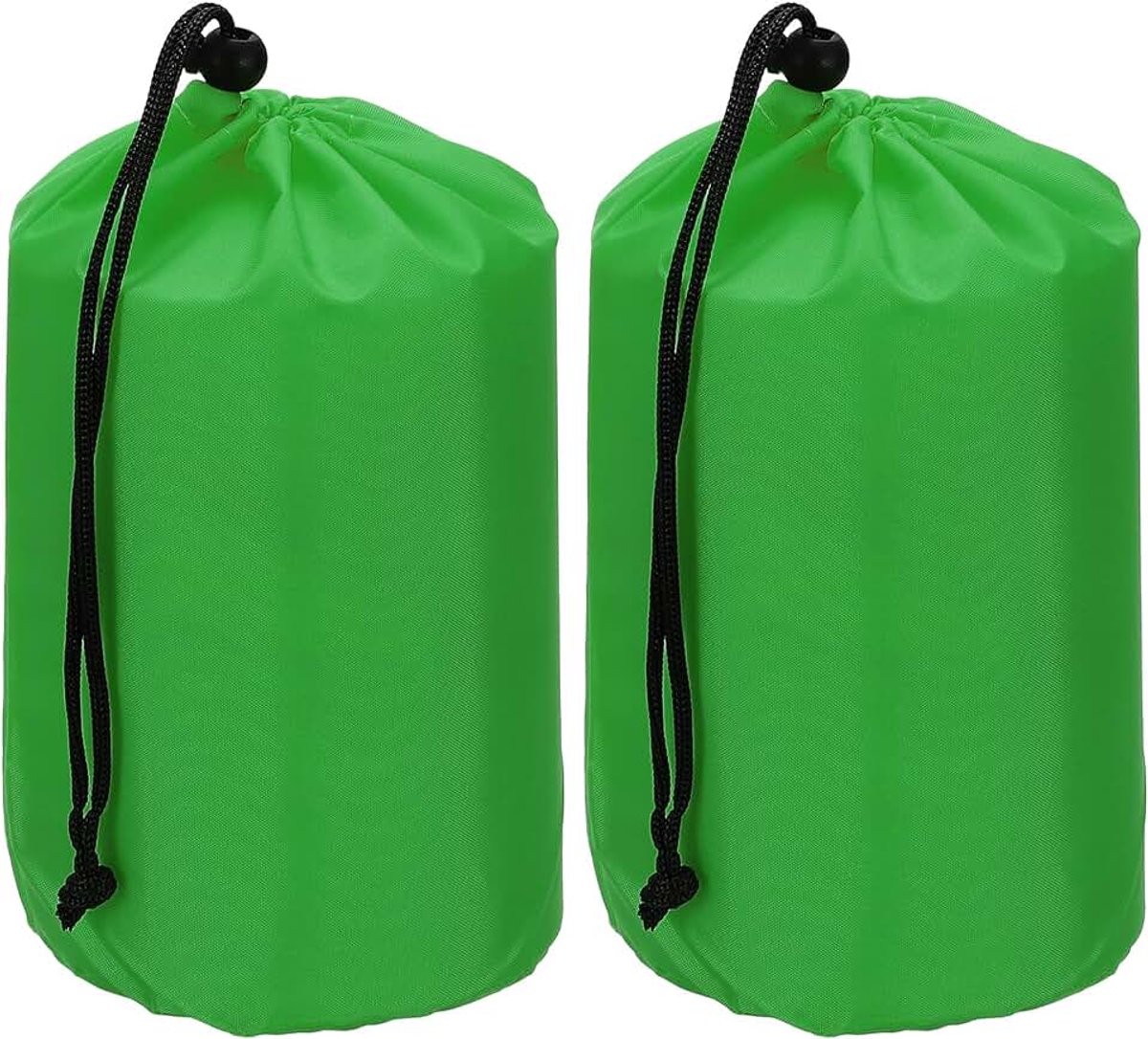 Stuff Sack, 2 stuks 20 x 47 cm waterdichte outdoor opbergzak draagbare trekkoord stofflap tas lichtgewicht slaapzak voor kamperen wandelen reizen, groen