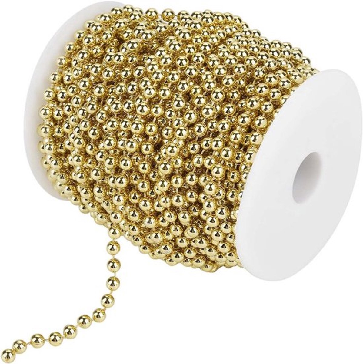 Kralenketting voor kerstboom en decoratie, 25 meter lang, 6 mm, voor bruiloft, kostuum en knutselen.