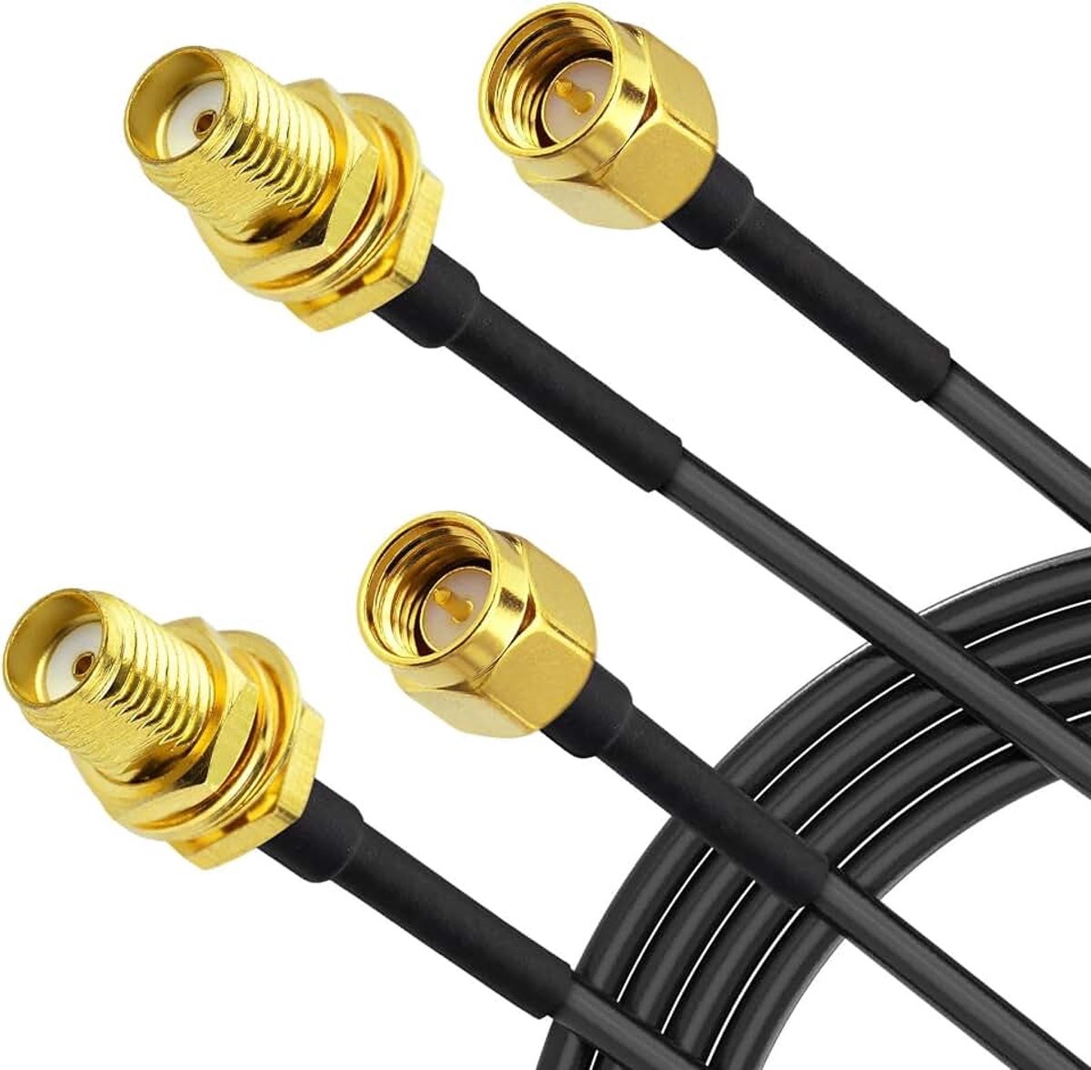Kabel 2 m WLAN-antenne-verlengkabel (2 stuks) - stekker naar bus - coaxkabel voor 4G LTE, 5G modem, router, wifi-antenne, Ham Radio/GPS/WiFi/SDR apparatuur