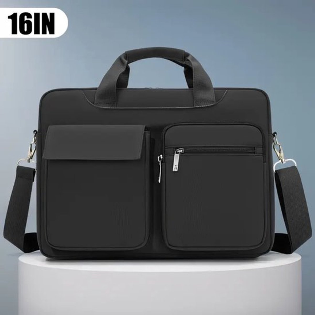 Zakelijke aktetasrugzak - Laptoptas met verstelbare schouderband, lichtgewicht kantoortas, ritssluiting en ruime binnenvakken. Geschikt voor laptops tot 16 inch (zwart).
