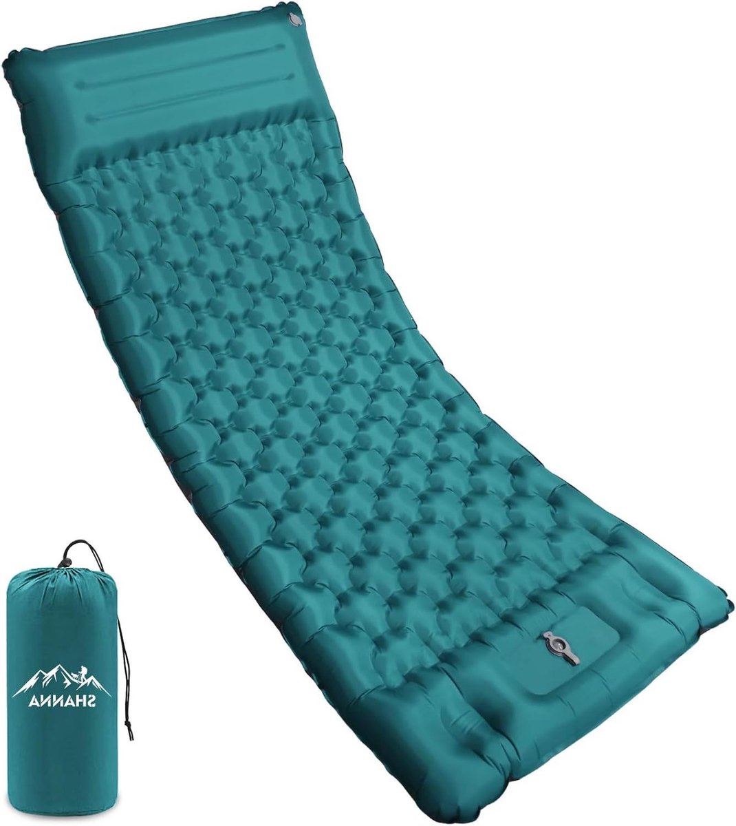 Opblaasbare Slaapmat - Kampeer Matras Luchtbed - Outdoor Kamperen - Geïntegreerde Voetpomp - 197x80x12cm - Pauwenblauw