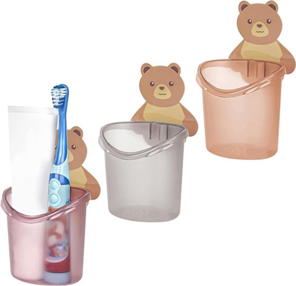 Tandenborstelhouder Set voor Badkamer en Douche - Wandmontage - Zelfklevend - Colgate, Spinbrush, Oral-B Kids