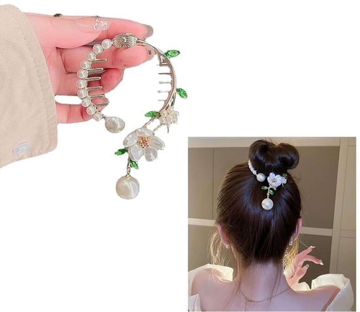 - Haarspeld - Camellia Bloemen - Elegante Haaraccessoires - Grote Haarclips - Voor Dikke Haarstukken - Voor Dames