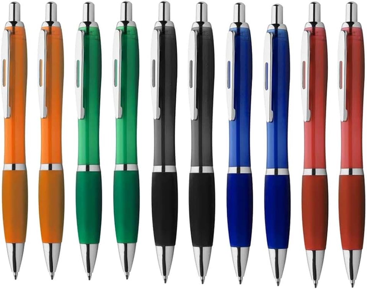 Balpen 10 stuks "Anton" in rood oranje geel blauw groen zwart blauw lood ergonomische dikke greep nieuw neutraal Kulli zonder gravure druk logo in 10-delige set kleurenmix