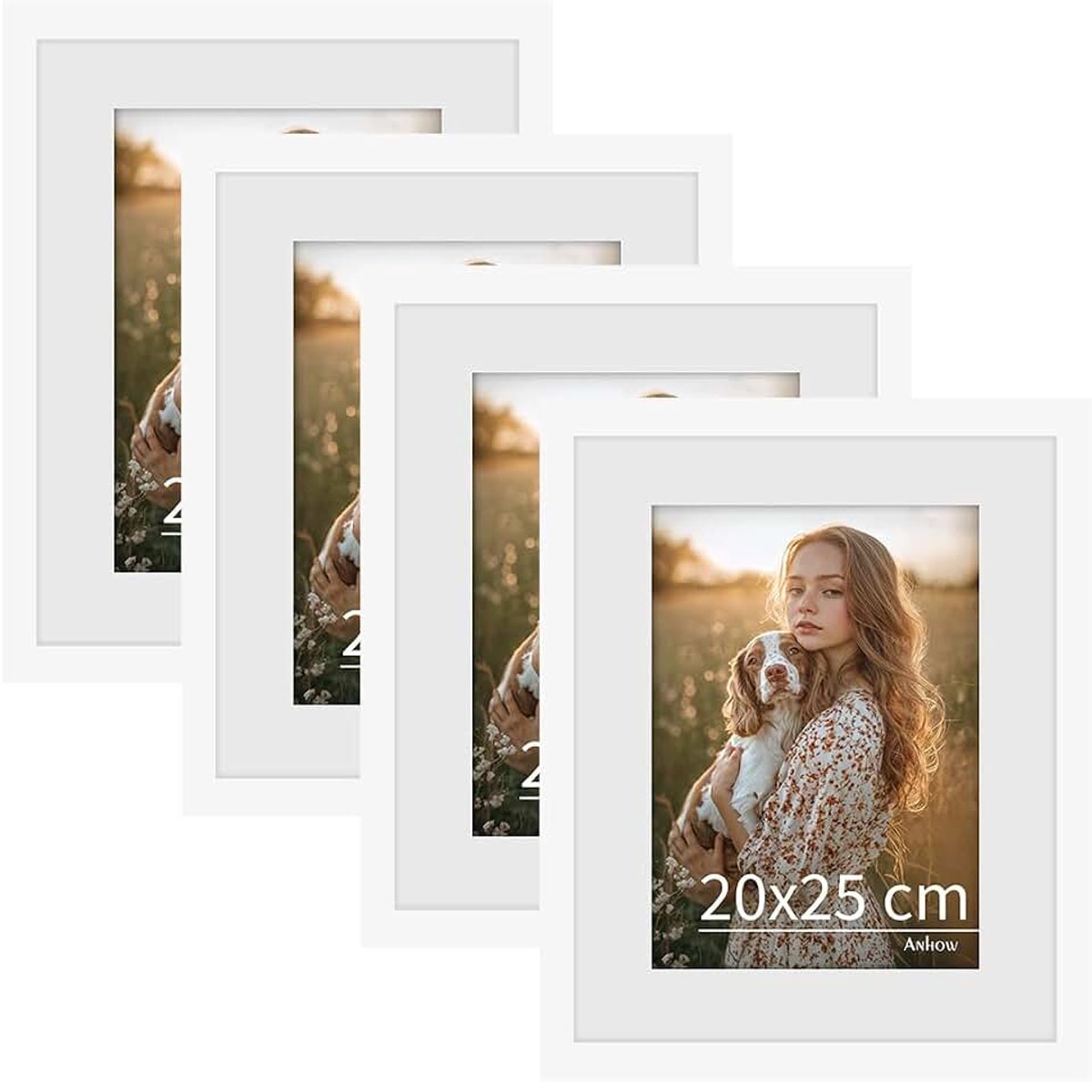 20x25 cm, 4 Stuks Fotolijstje, Wit