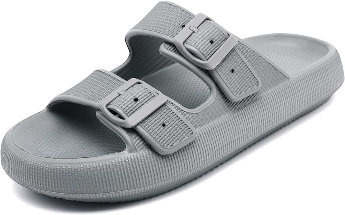 Sliders Vrouwen Mannen Sandalen met Verstelbare Gespen, Douche Badkamer Antislip Sneldrogende Open Teen Super Zachte Comfortabele Dikke Zool Slippers Indoor Outdoor Schoenen