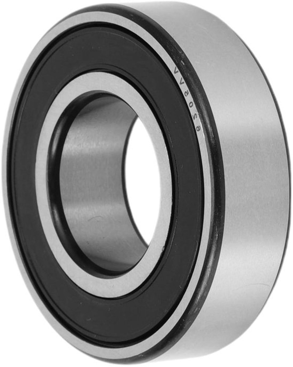 Groefkogellager voor scooter en skateboard wiel - P6 - 25 x 52 x 15 mm - Gesmeerd - Dubbele rubberen lip - Zwart zilver