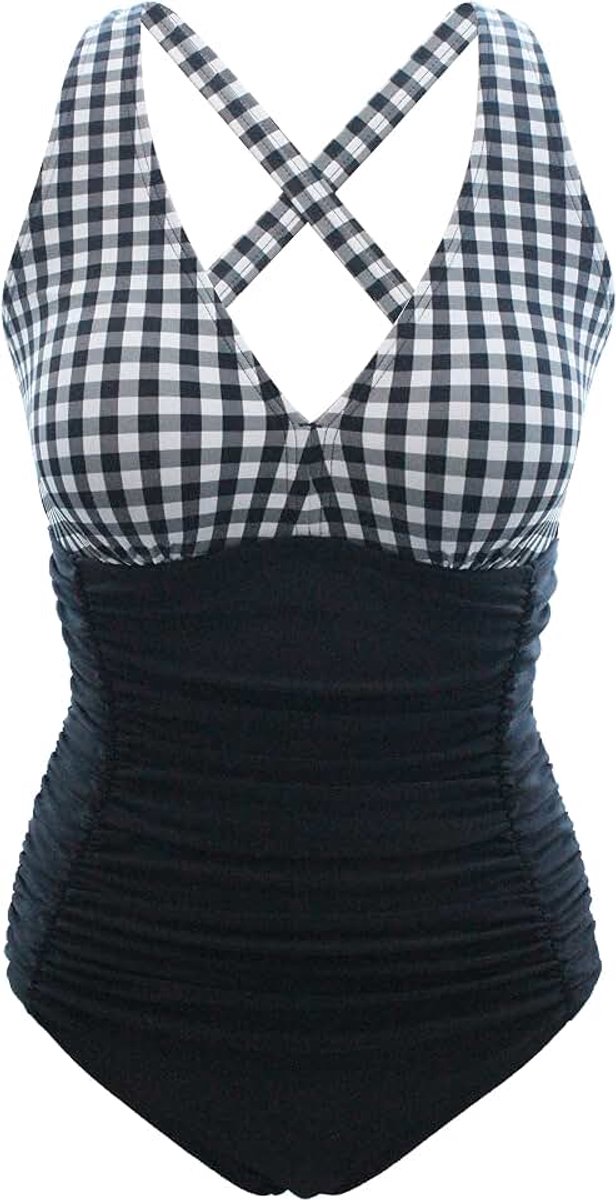 Badpak voor dames, V-hals, eendelig, push-up, badmode, zwempak, hoge taille, badpak voor dames, buikweg