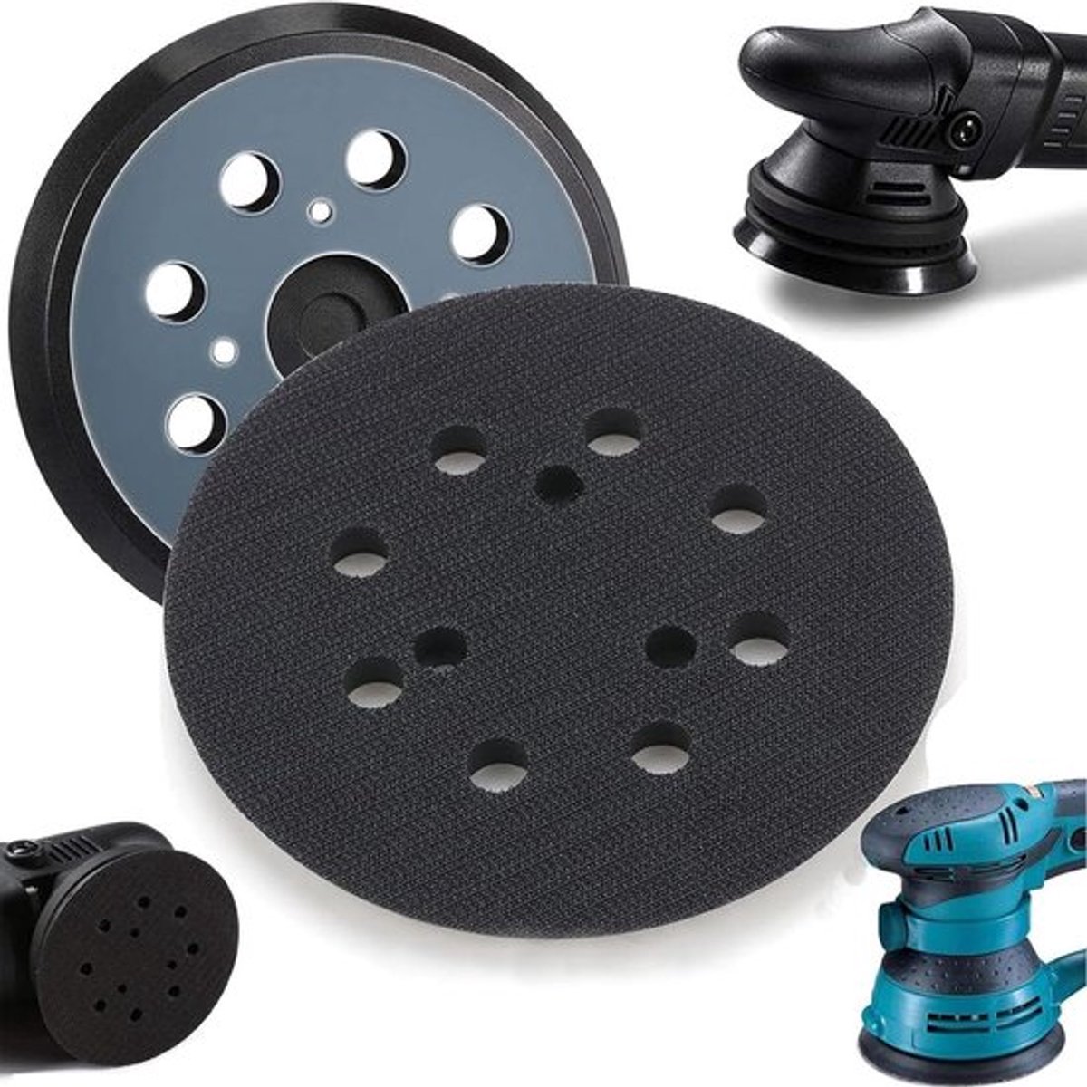 Vervangende Schuurpads met 8 Gaten 5 Inch - Haken en Lussen - Schuurpads Geschikt voor Diverse Makita Modellen