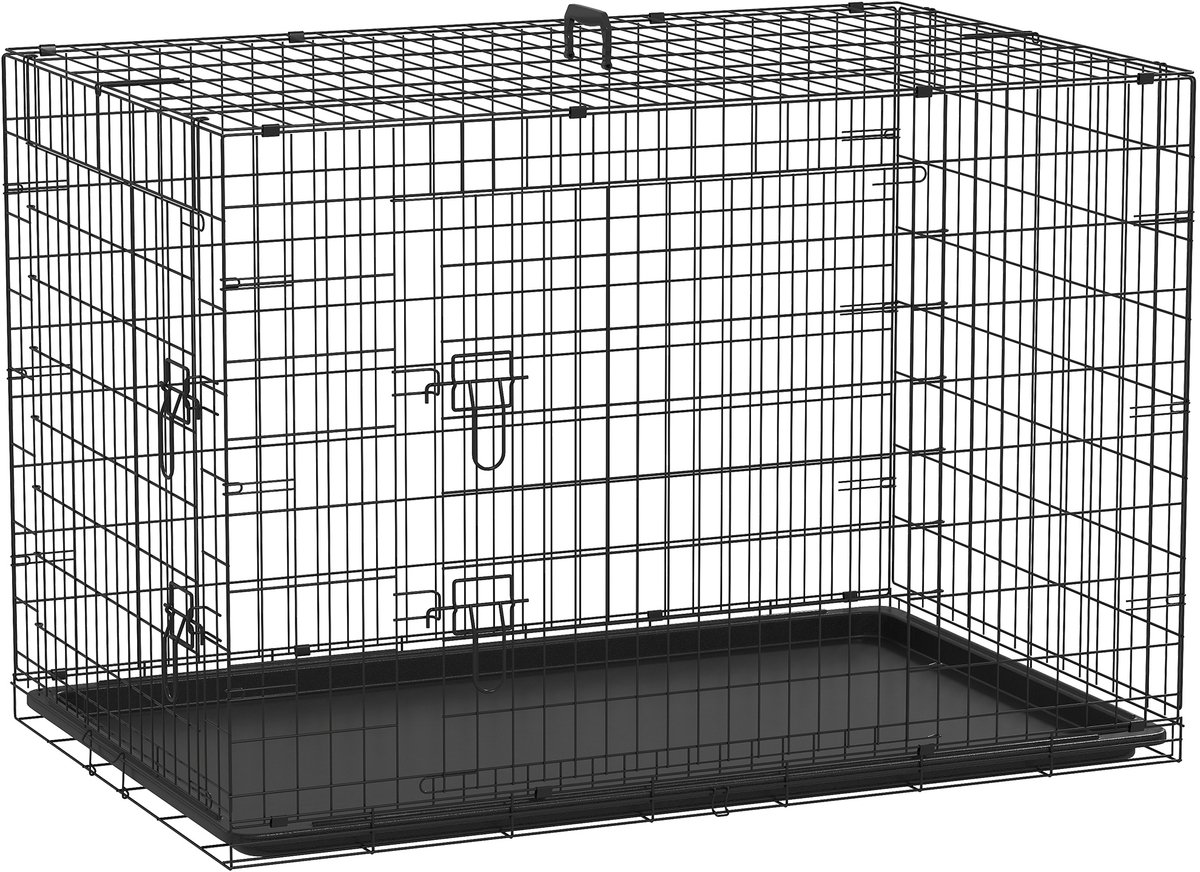PawHut Hondenbench - Staal - 121x77x82cm - Zwart