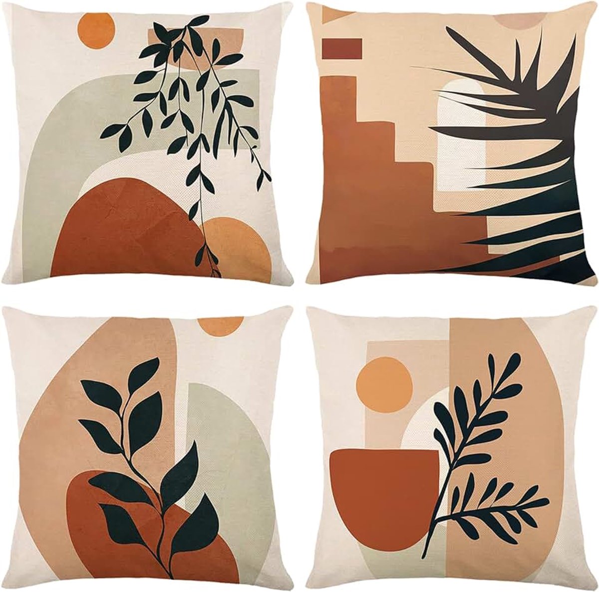 Kussenhoezen 45 x 45 cm - 4 Modern Decoratieve Kussenslopen voor Bank, Slaapkamer en Buiten