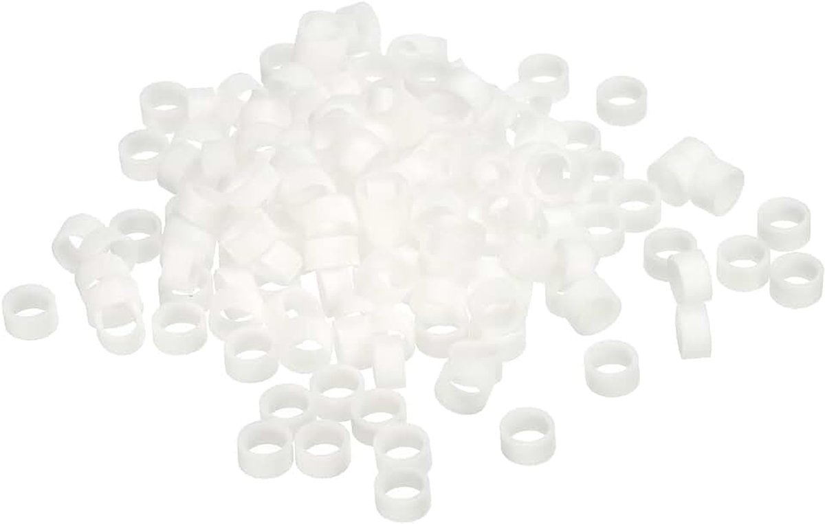 Siliconen elastiekjes kabelbinders 100 stuks antislip 3/8 inch plat wit voor koordwikkeling, zakwikkels, kunst